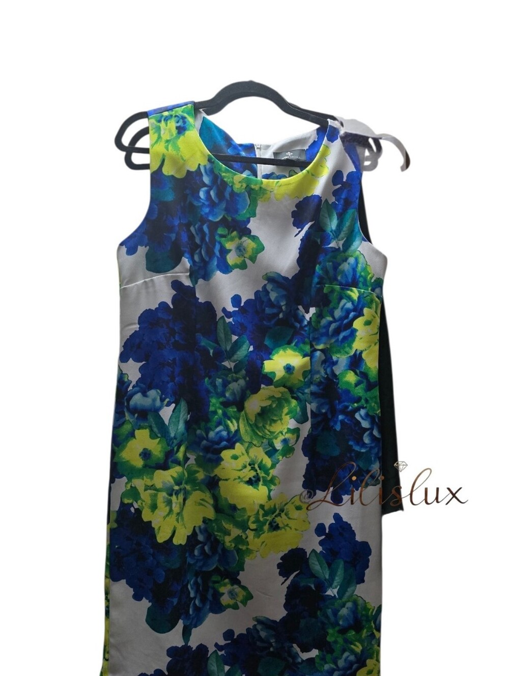 RONNI NICOLE Size 14 Blue Green White Sleeveless Sheath Dress EUC - Picture 12 of 13
